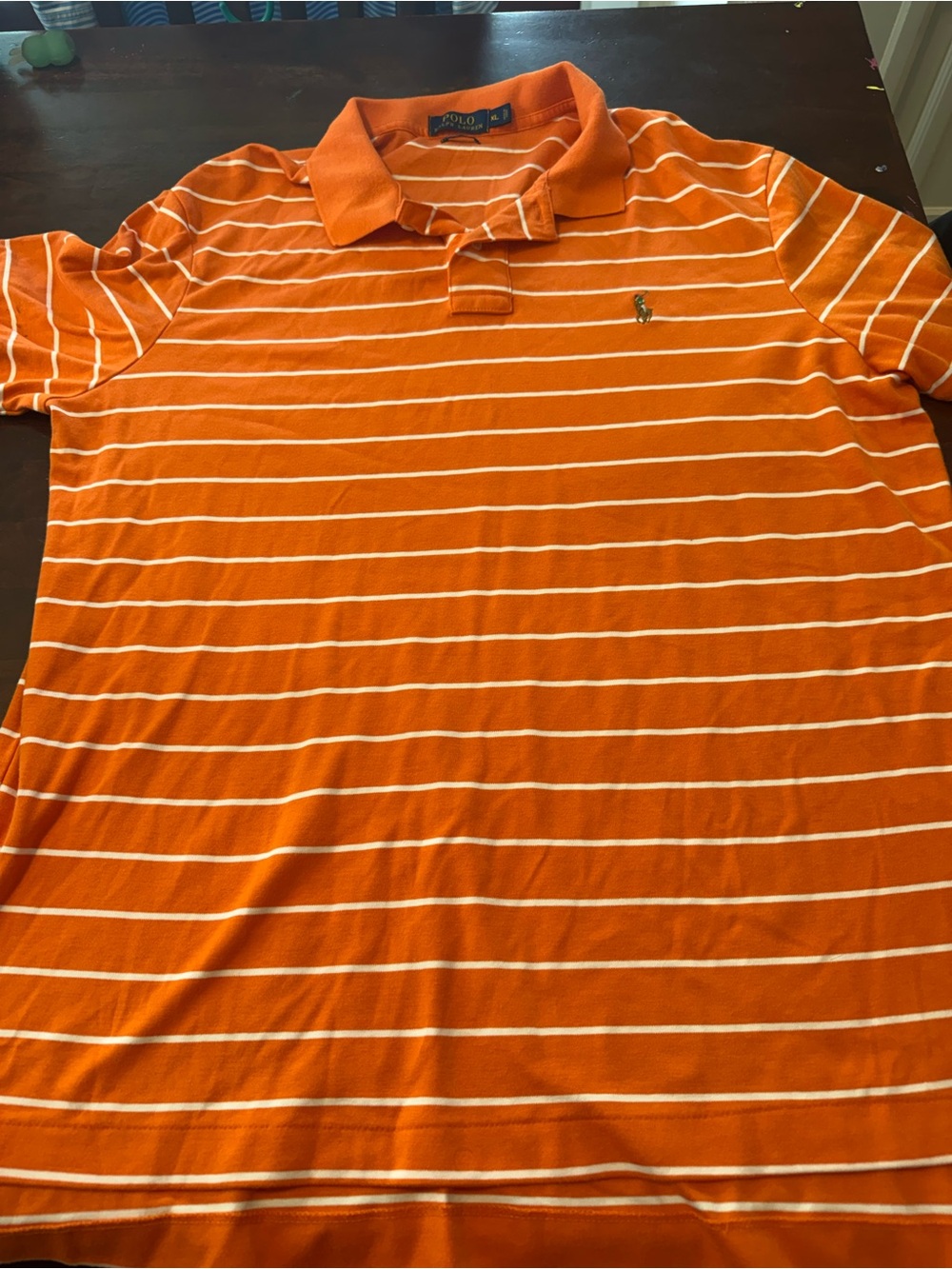 Polo by Ralph Lauren Orange and White Striped Polo Shirt